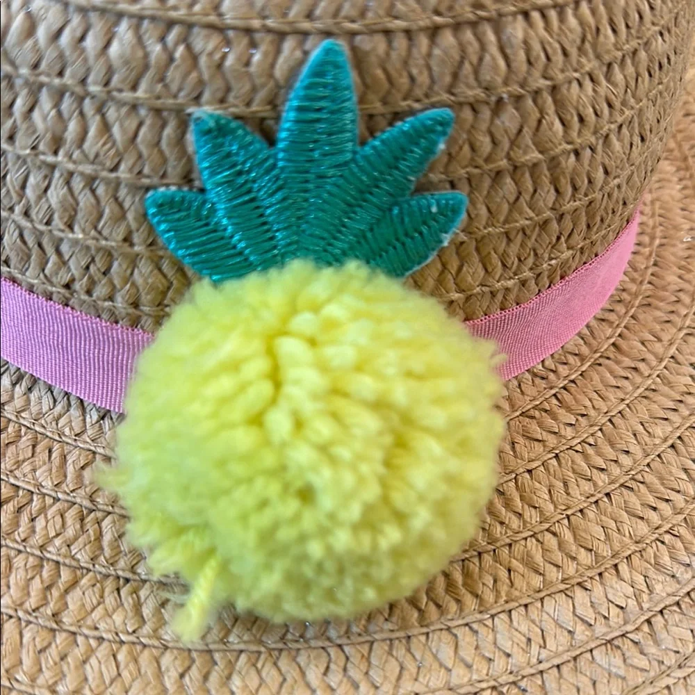 Sun Hat with Pink Band and Yellow Pom Pom Sunshine